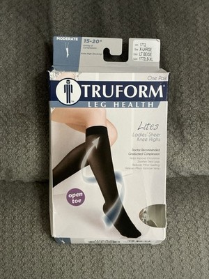 New Truform Leg Health Lites Ladies Sheer Knee Highs, Light Beige - X-Large