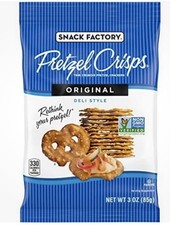 Snack Factory Pretzel Crisps, Original, On-the-Go Bag, 3 Oz (Pack of 8)