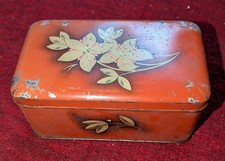 Sehr alte Blechdose Orange Gold Blumen