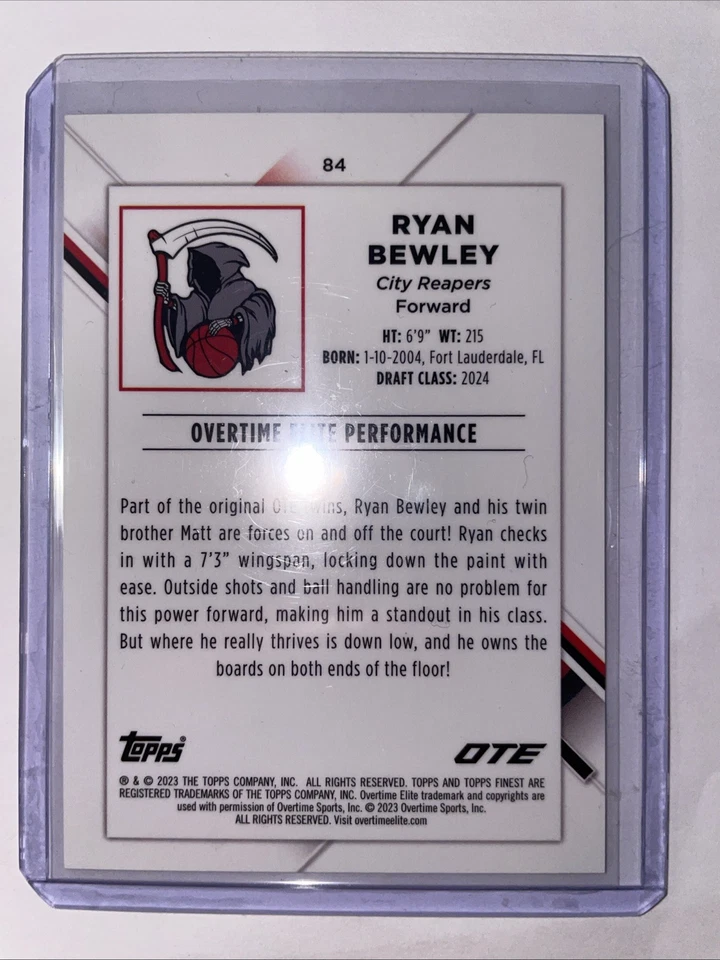 2022-23 Topps Finest Overtime Elite Ryan Bewley #84 Purple Refractor /250 (RC) - Image 2 of 2