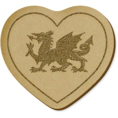 6 x 'Welsh Dragon Love Heart' MDF Basteln Verzierungen (EB00027900)