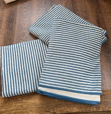 Set of 3 NORWEX Bath Towels  Faceclothes - Teal/Vanilla Striped