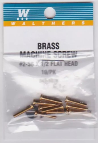 Tornillos de máquina de cabeza plana de latón Walthers 947-1076 2-56 1/2" (paquete de 10) | Zustand: Used