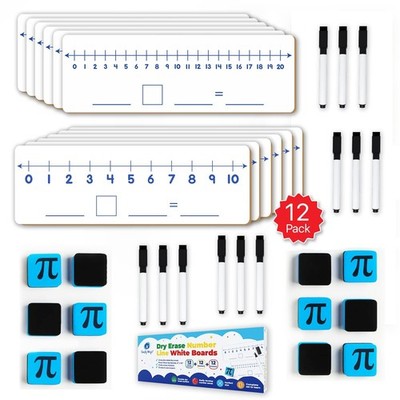 12-Pack Double-Sided Dry Erase Number Line White Boards - 4''x12'', Elementary ...