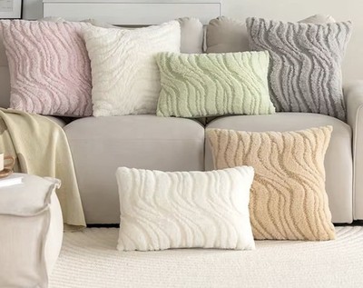 Cozy Wave Textured Ultra-soft Furry Square Throw Pillow Covers