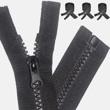 3 PCS 5 27 Inch Separating Zippers for Sewing Black Metal Jacket Zipper