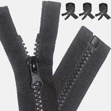 3 PCS #5 27 Inch Separating Zippers for Sewing Black Metal Jacket Zipper 