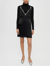 Abito corto donna Maje nero strass raso taglia 36 S 8 MFPRO02665