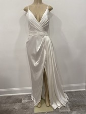 Mac Duggal 12443 Gown Wedding Dress Satin Slit Party Evening Dress Gown SZ 6 NWT
