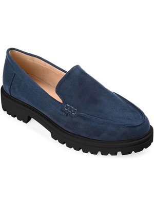 JOURNEE COLLECTION Womens Navy Moc Toe Erika Round Toe Slip On Loafers Shoes 9.5