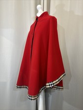 Peter James Vintage Wool Cashmere Red Cape Custom Burberry Lining Trim G142