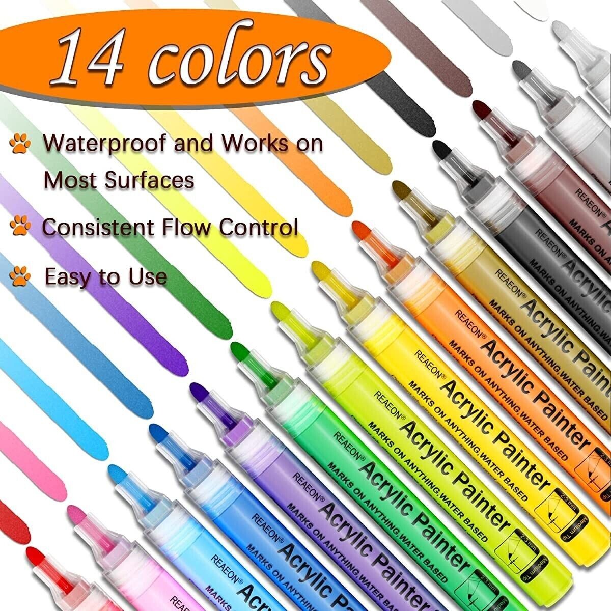 REAEON 14 Color Acrylic Paint Marker, water based. Nontoxic eBay