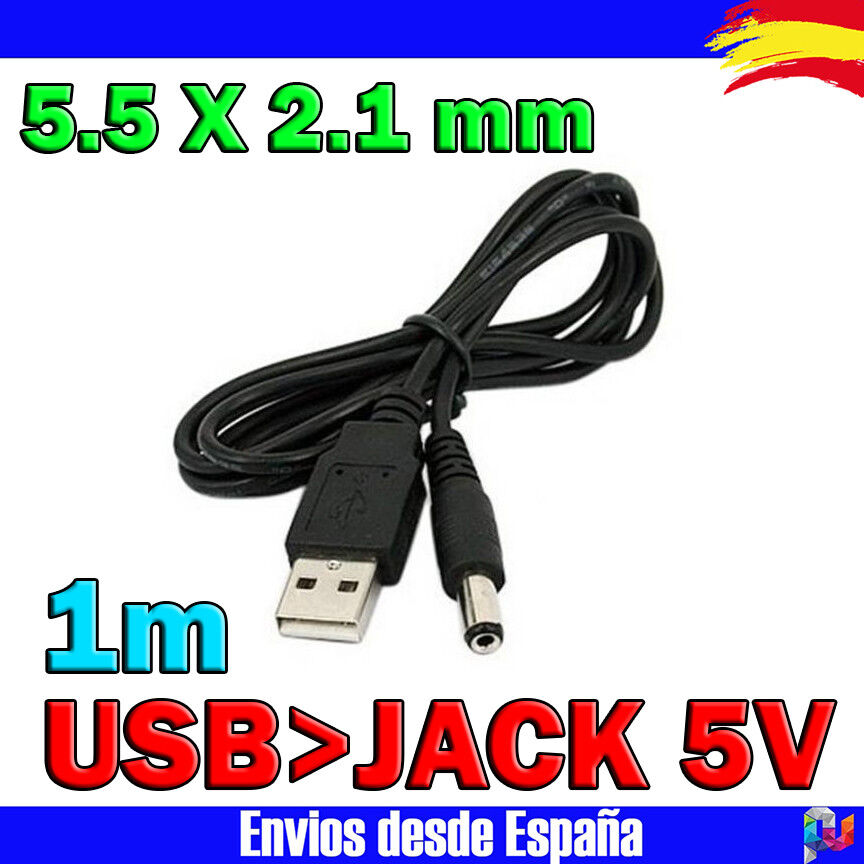 Cable De Alimentacion Adaptador de Usb a Jack 5.5 X 2.1 mm...