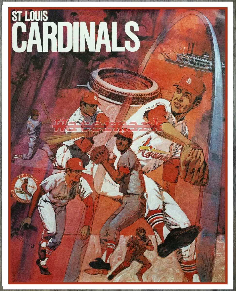 Vintage MLB St. Louis Cardinals REPRINT Art Poster Picture Color 8 X 10  Photo