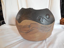 Kathleen LeSueur large studio art pottery vase 12.5" tall