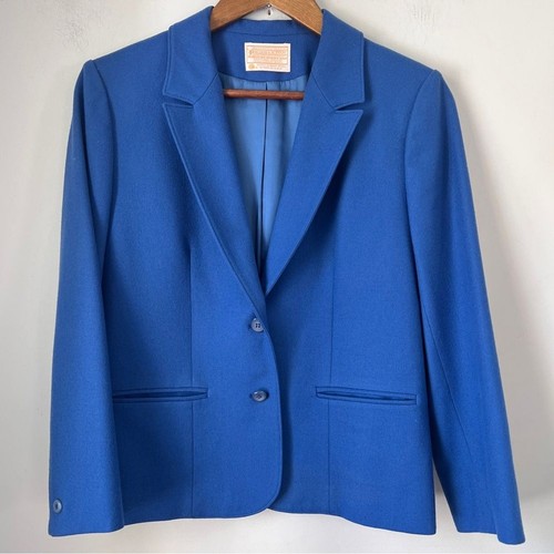Pendleton Blazer Blu 2 Bottoni Vintage 100% Lana Vergine Donna Taglia 8 - Foto 6 di 6