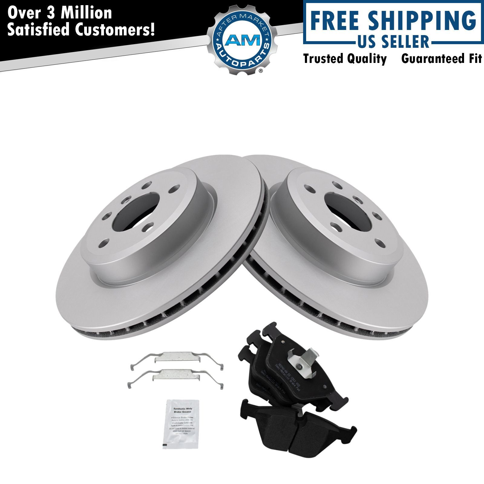 Brake Pad & Coated Rotor Front SemiMetallic Kit w/Fluids for BMW X3