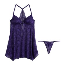 New With Tags Women s Apt.9 Stretch Lace Babydoll Thong Set Size S