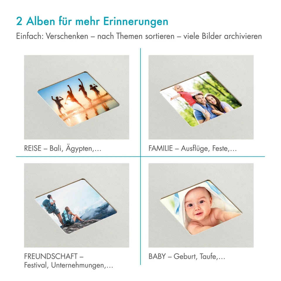 Pazzimo Foto Album Doppelpack Beige, 30x30cm, 100 schwarze Seiten für 400 Fotos - Bild 2 von 4