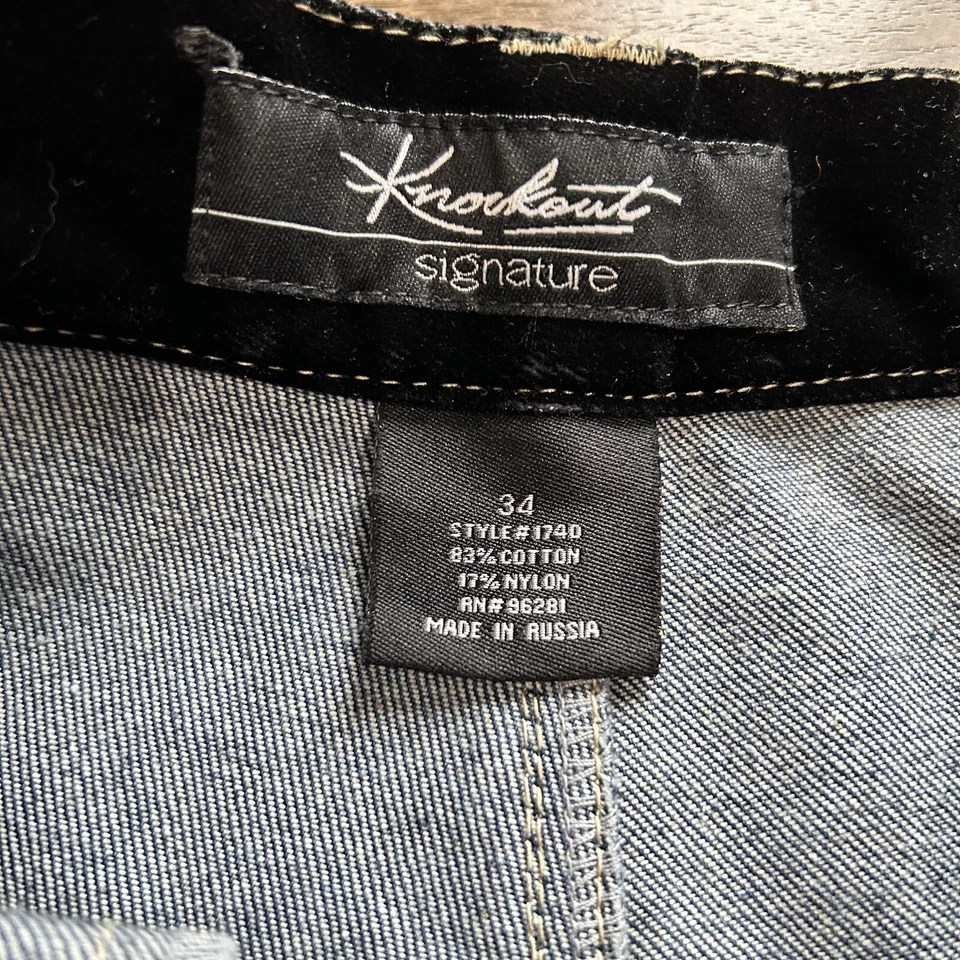 Pantalones de mezclilla negros de terciopelo knockout estilo callejero holgados de los 90 para hombre talla 34 Foto 4 de 4