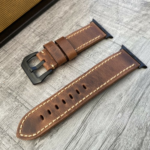 Orologio IN Pelle Marrone Cinturino Per Apple Watch Serie 7 6 44/45mm Neri  | eBay
