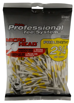 PRIDE GOLF TEE Pride Professional Tee System, MicroHead Tees, 2 3/4", Approximately 200 ct bag