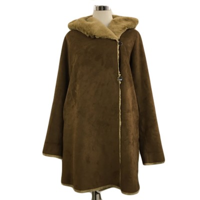 Rosso Urban Research Coat Long Hooded Faux Mouton Fur Reversible  