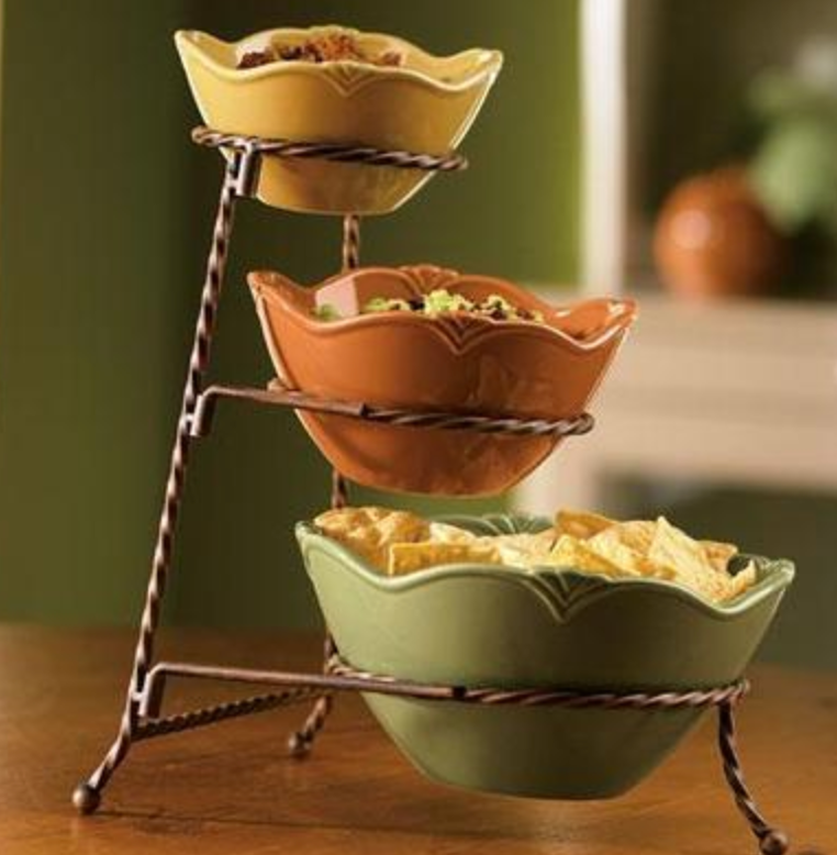 Princess House Pavillion Nesting Serving Bowls & Holder Set #5349