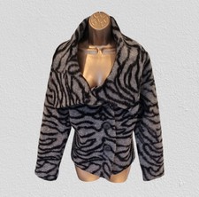 Kaliko Women’s Grey And Black Patterned Wool Jacket Uk 16 Us 12 Eu 44