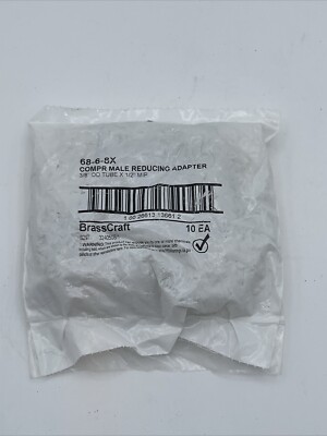 (Qty. 10) Brasscraft 68-6-8X Comp male Reducing Adaptor 3/8'' OD Tube x 1/2'' MIP