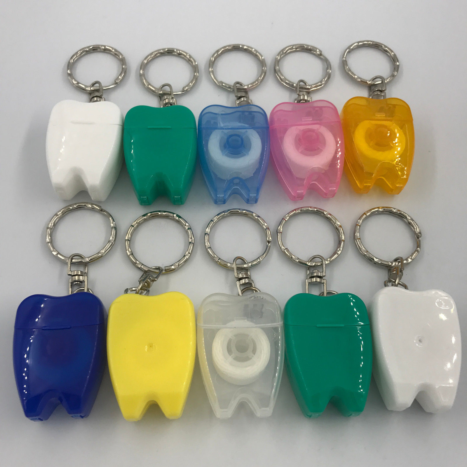 50 Pcs Portable Dental Floss Teeth Clean KeyRing Keychain 15M Random