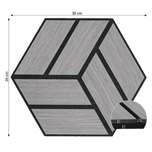 Akustik Wandpaneele 3D Hexagon Akustikplatten 30x26cm Grau Paneele Homestyle4u - Bild 3 von 12