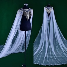 Bride Shiny Rhinestone Tassel Shawl Evening Dress Wedding Dress Luxury Cloak