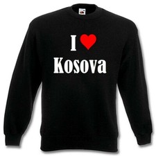 Sweatshirt Sweater I Love Kosova für Damen Herren und Kinder Farben Schwarz Weiß