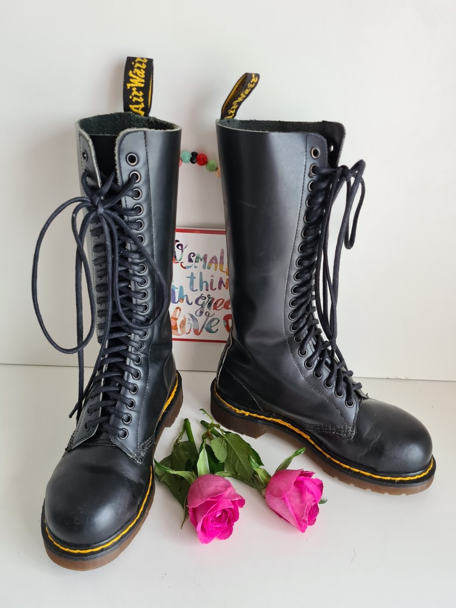 Dr Martens 20 hole knee high 1420 england vintage metal toe UK3 EU36 tall  boots