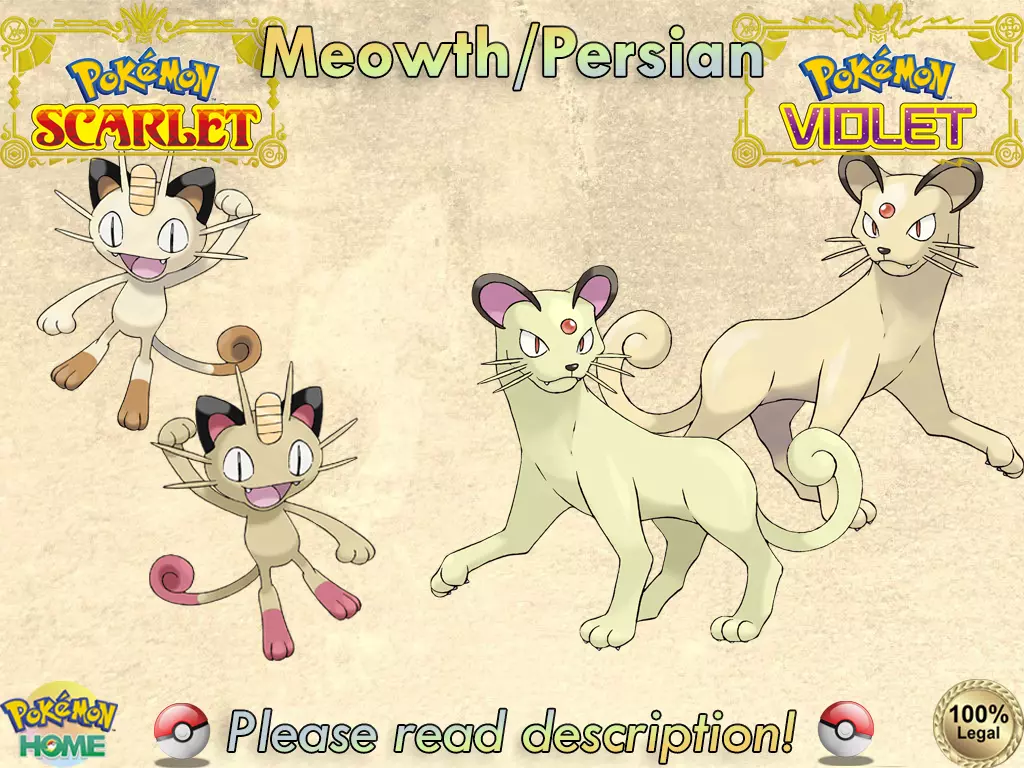 MEOWTH Pick Form ✨ SHINY 6IV ✨ Kanto Galar or Alola - Pokemon SCARLET and  VIOLET