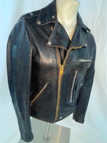 VTG 60s MENS S BUCO J-24L STEERHIDE LEATHER MOTORCYCLE BIKER JACKET - Picture 11 of 19