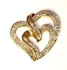 10k yellow gold .50ct SI3 H womens diamond heart pendant 3.5g estate love charm — photo 3
