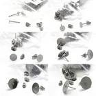 300 Silver Surgical Stainless Steel Flat Pad Post Earring Findings with Backs