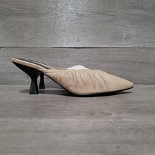 Sigerson Morrison Size 38.5 Betsey Leather Mule Sandal Heel Brown Vero 7.5