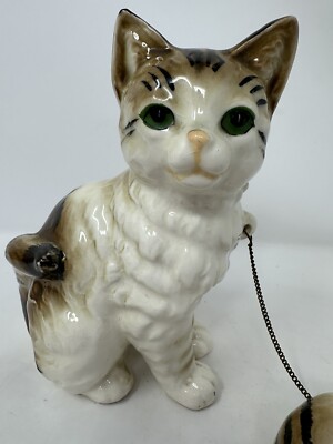 Vintage Mid Century Cat Figurines Mother Kittens Chain 7