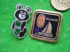 Moscow 1980 Summer Olympics  Mascot Misha + Sailing / Soviet Rare Badges 