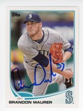 SIGNED BASEBALL CARD AUTO TOPPS 2013 BRANDON MAURER SEATTLE MARINERS #435 RC