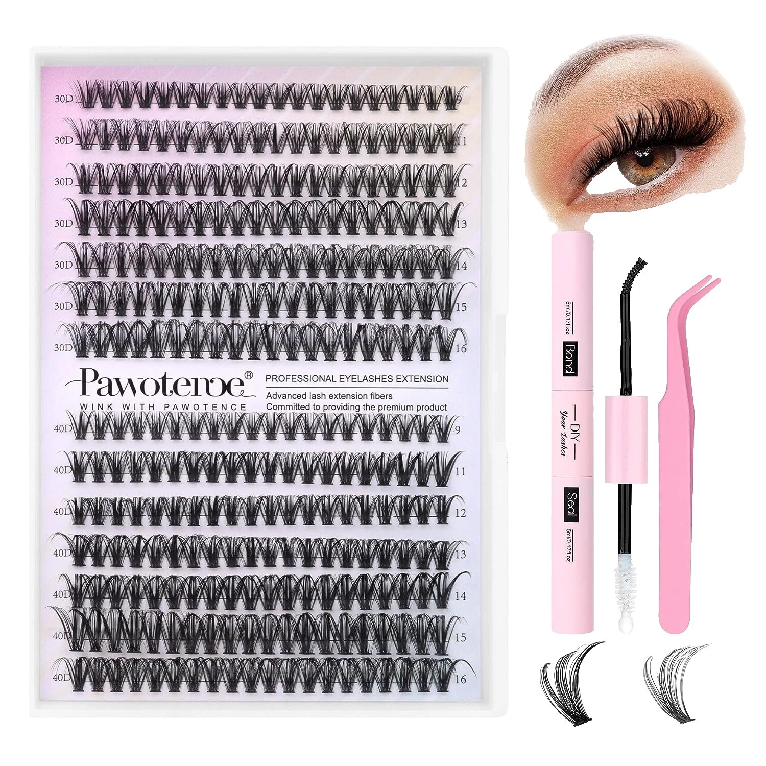 Handmade Natural Blue False Eyelashes & Adhesives