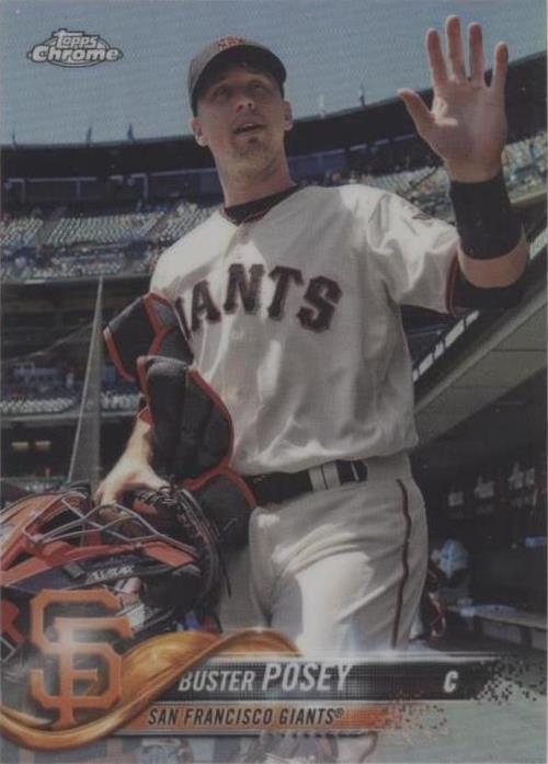 2018 Topps Chrome - Photo Variation Buster Posey #29 Waving in Dugout ...