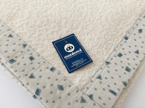 Manterol Classic Deluxe Matelasse Coverlet Bedspread Blanket 235x270cm Ecru Blue - Picture 4 of 12