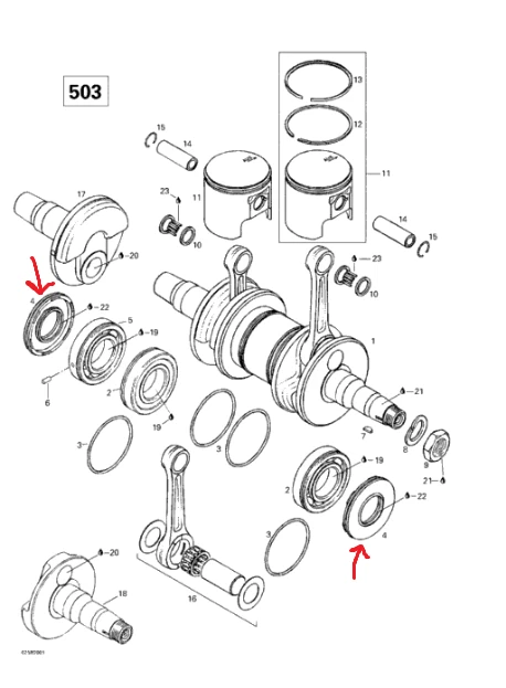 Новое масляное уплотнение коленчатого вала 1996-2017 Ski-Doo MXZ Skandic Tundra 500ss 600 35x72x7 - Изображение 3 из 3