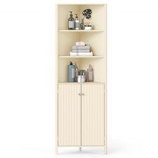 172CM Tall Corner Modern Corner Storage Cabinet with Shelves and Fluted Doors