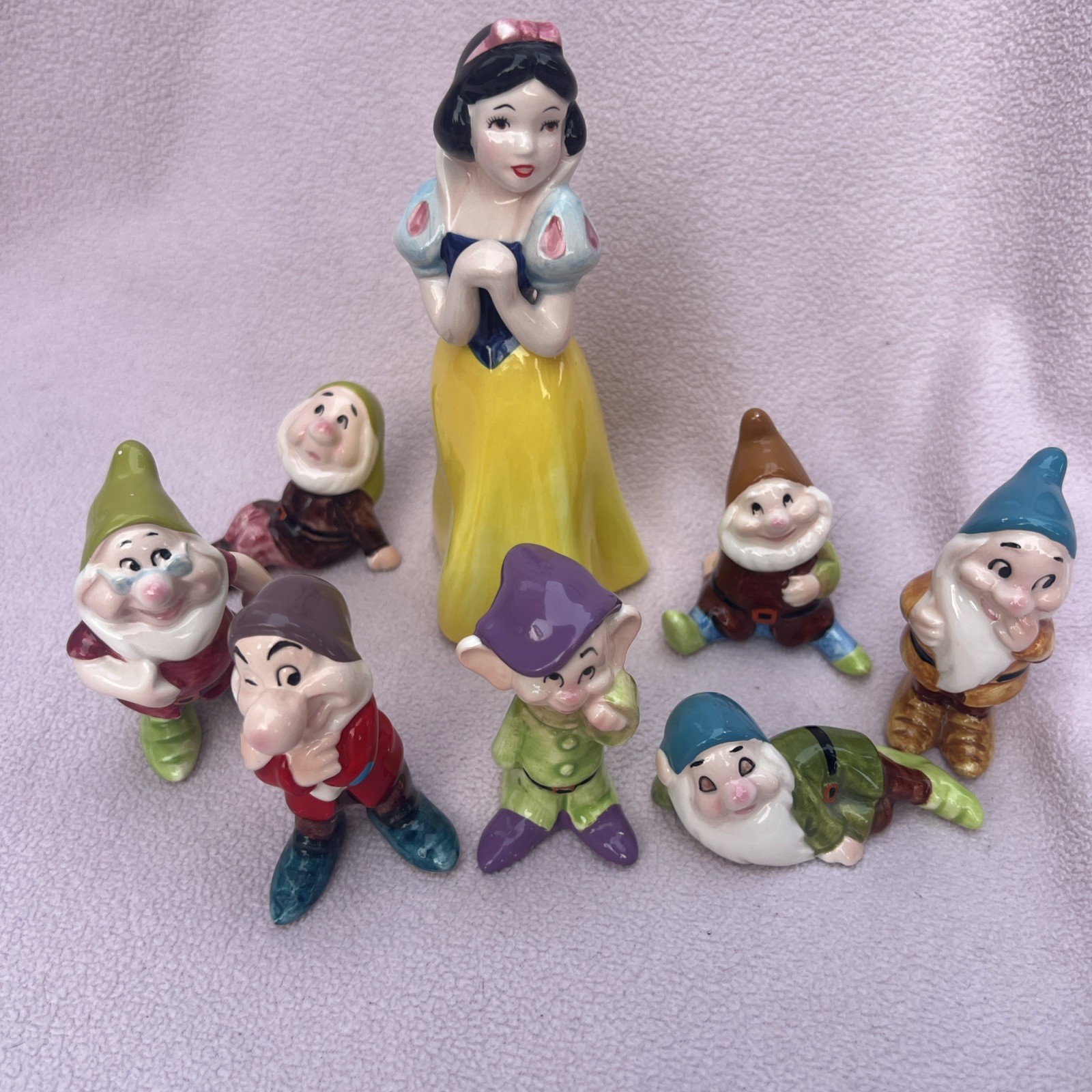 Vintage Snow White 7 Dwarfs Disney Productions Japan Early Complete Set