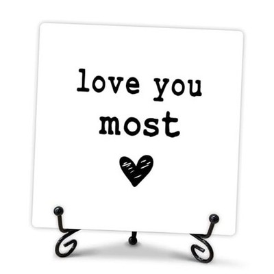 Funny Desk Decor, Love You Most Wooden Sign with Stand, Cute Desk Cubicle 